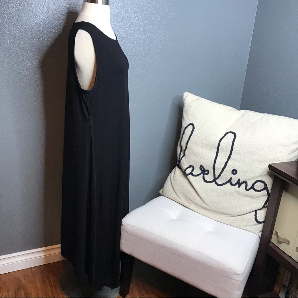 Eileen Fisher black black sleeveless maxi dress size Medium - Picture 2 of 5